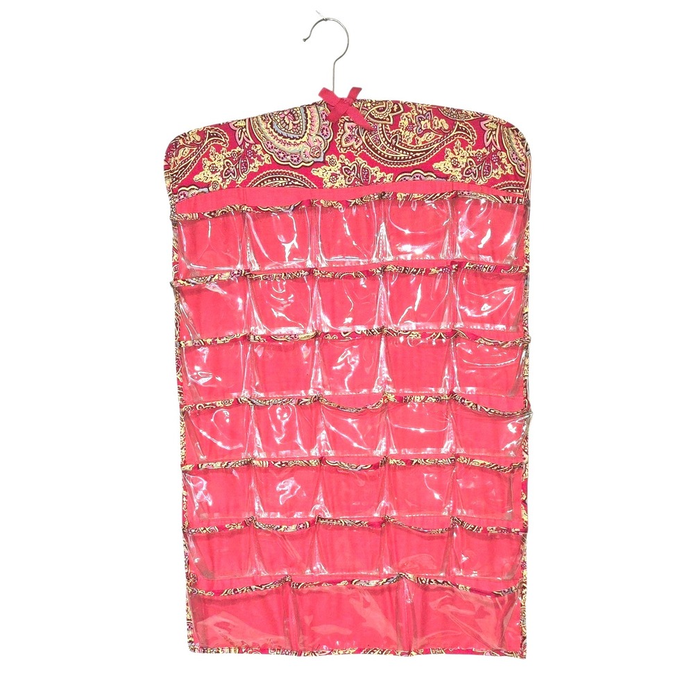 Pink Paisley Hanging Jewelry Makeup Organizer Hanger Double-Sided Door/closet - Picture 3 of 6